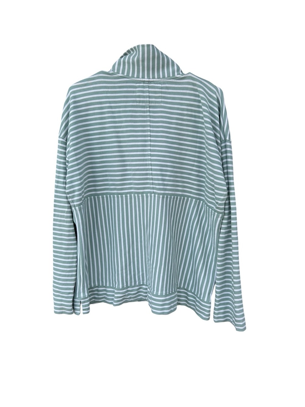 Alice Walk Striped Half-Zip Pullover in Sage and White - Size XL - Peruvian Pima - Picture 7 of 10